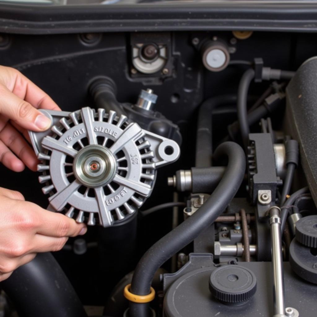 New Alternator Installation in a Car Engine