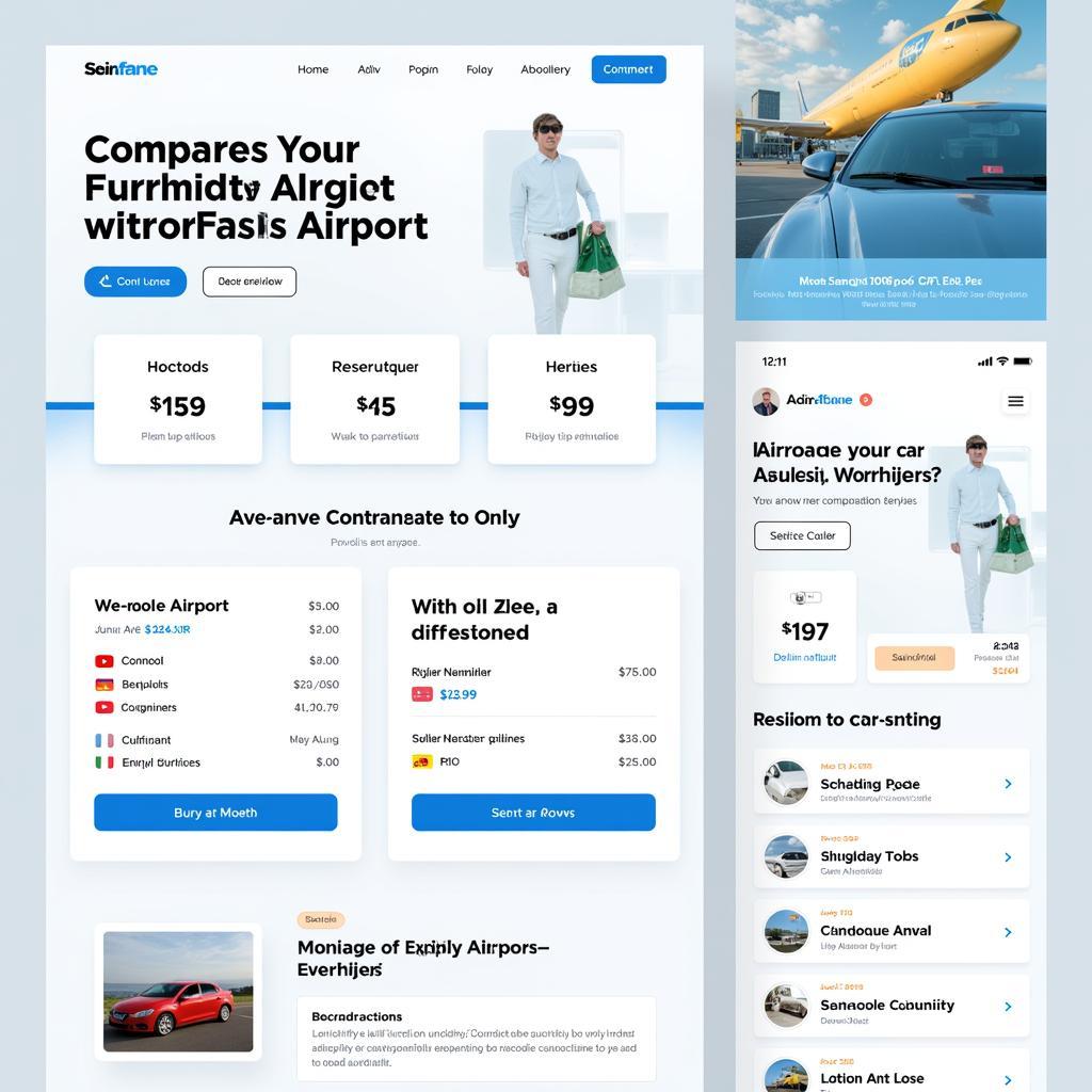 Online Booking Platform for Car Service: A screenshot of a website or mobile app displaying various car service options, pricing, and booking details for Fort Lauderdale Airport.