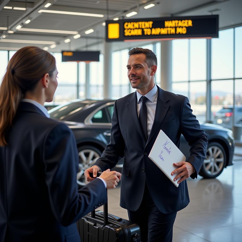 Professional Chauffeur Meeting Client