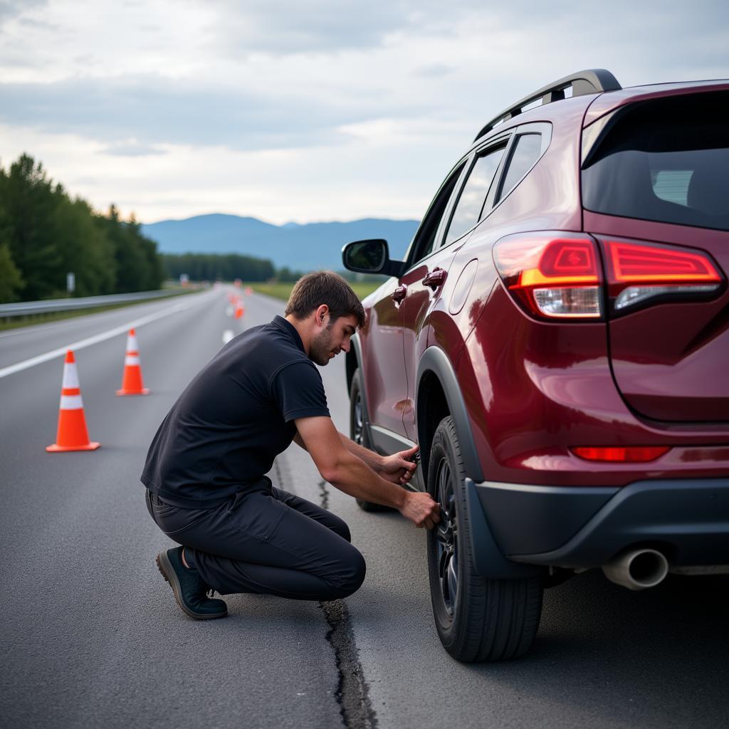 Roadside Assistance Changing Tire