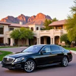 Black car parked in front of a Scottsdale resort