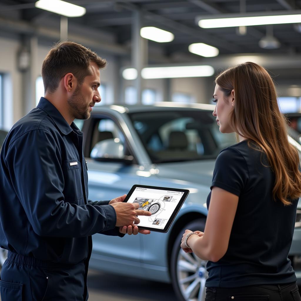 Tallaght Car Service - Customer talking to mechanic