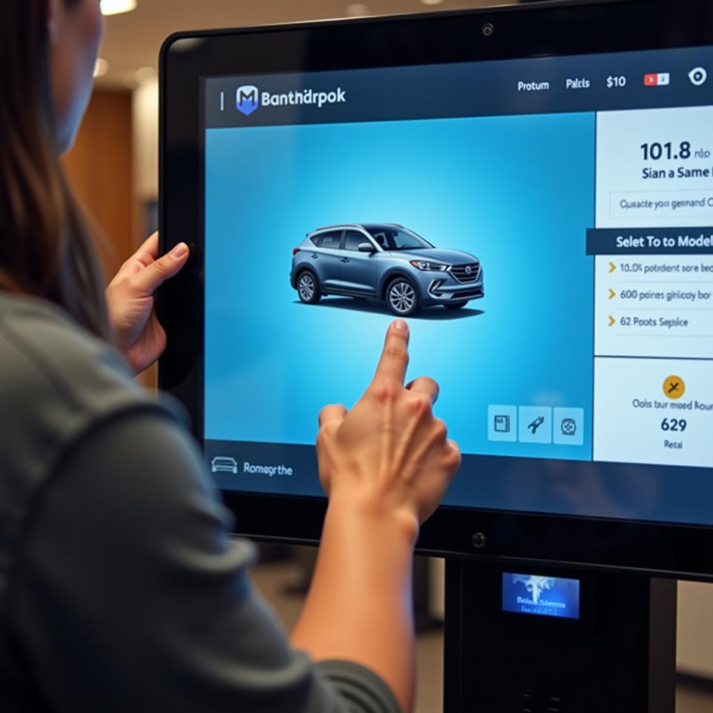 Customer using a car rental self service kiosk